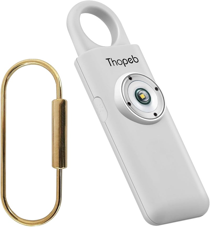 Thopeb – Personal Safety Alarm for Women–135dB Siren, Strobe Light and Rechargeable - Safety Alarm Keychain for Women (Metallic Silver) - Image 1